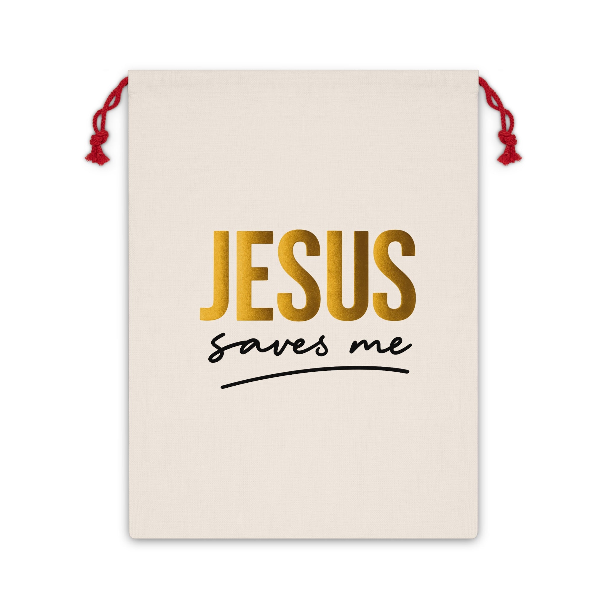 Christian Gift Bag — "Jesus Saves Me" Drawstring Pouch for Church, Baptism & Easter