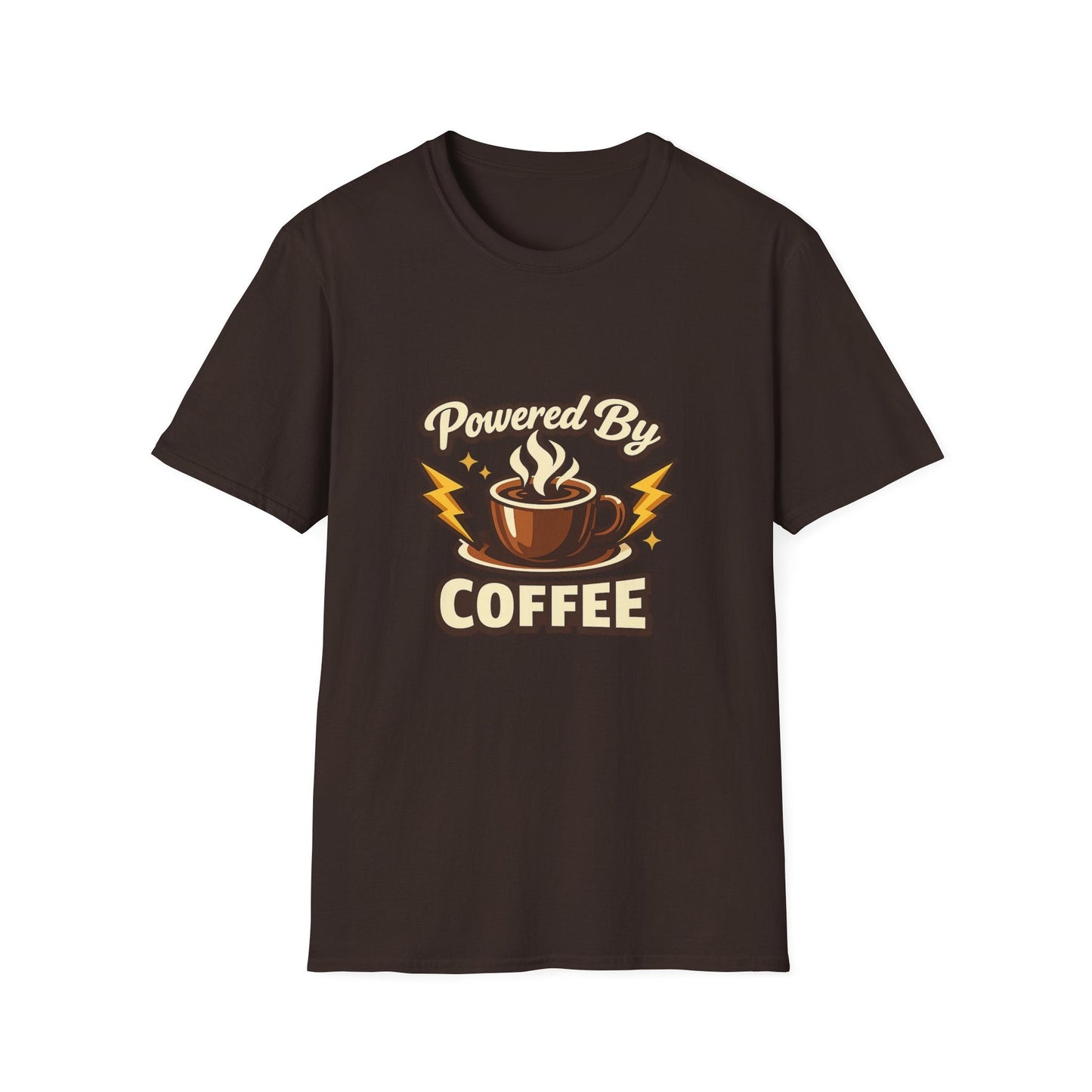 Powered By Coffee T-Shirt — Vintage Coffee Lover Tee Printify