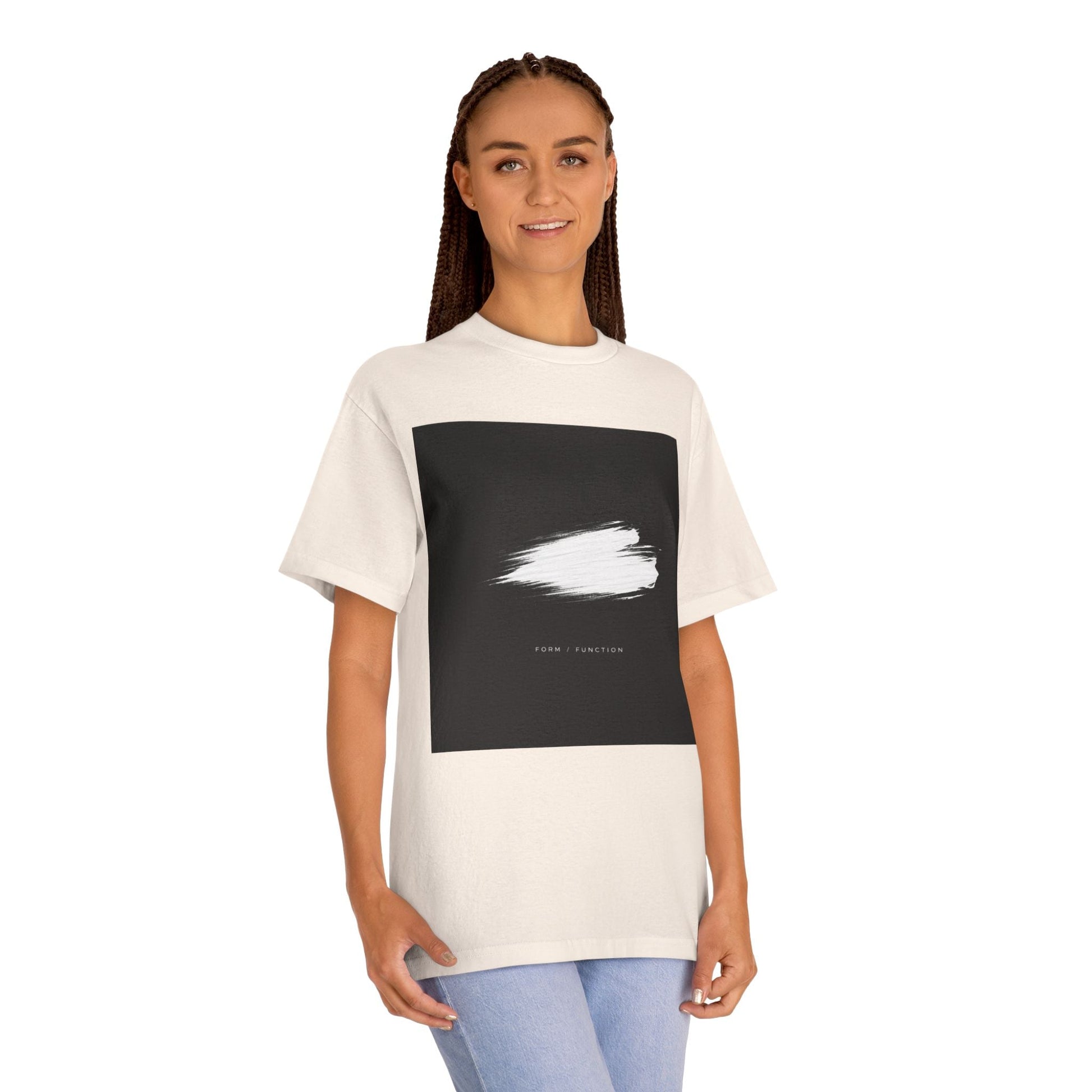 Abstract Brushstroke Tee — Minimal Black Square Design Printify