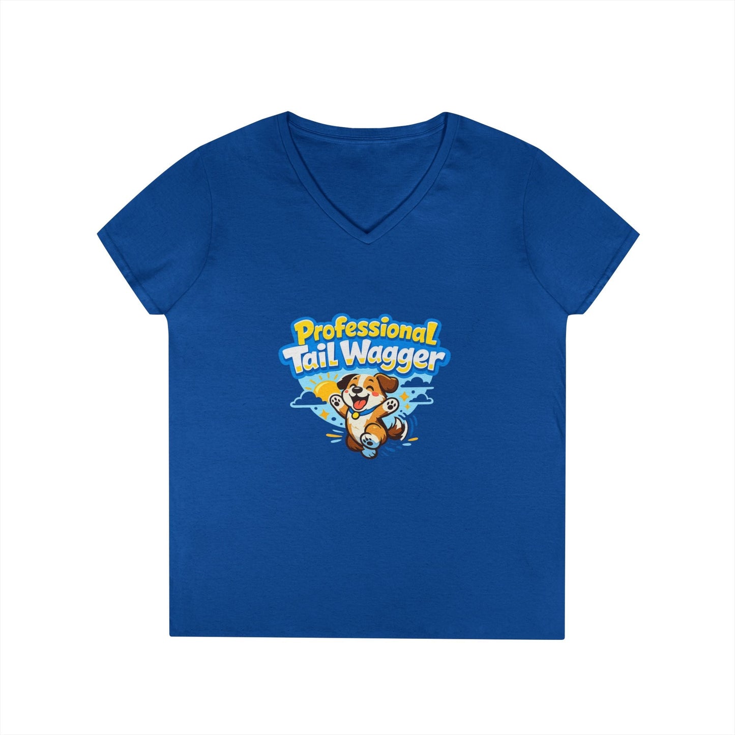 Professional Tail Wagger T-Shirt — Cute Dog Lover V‑Neck Tee Printify