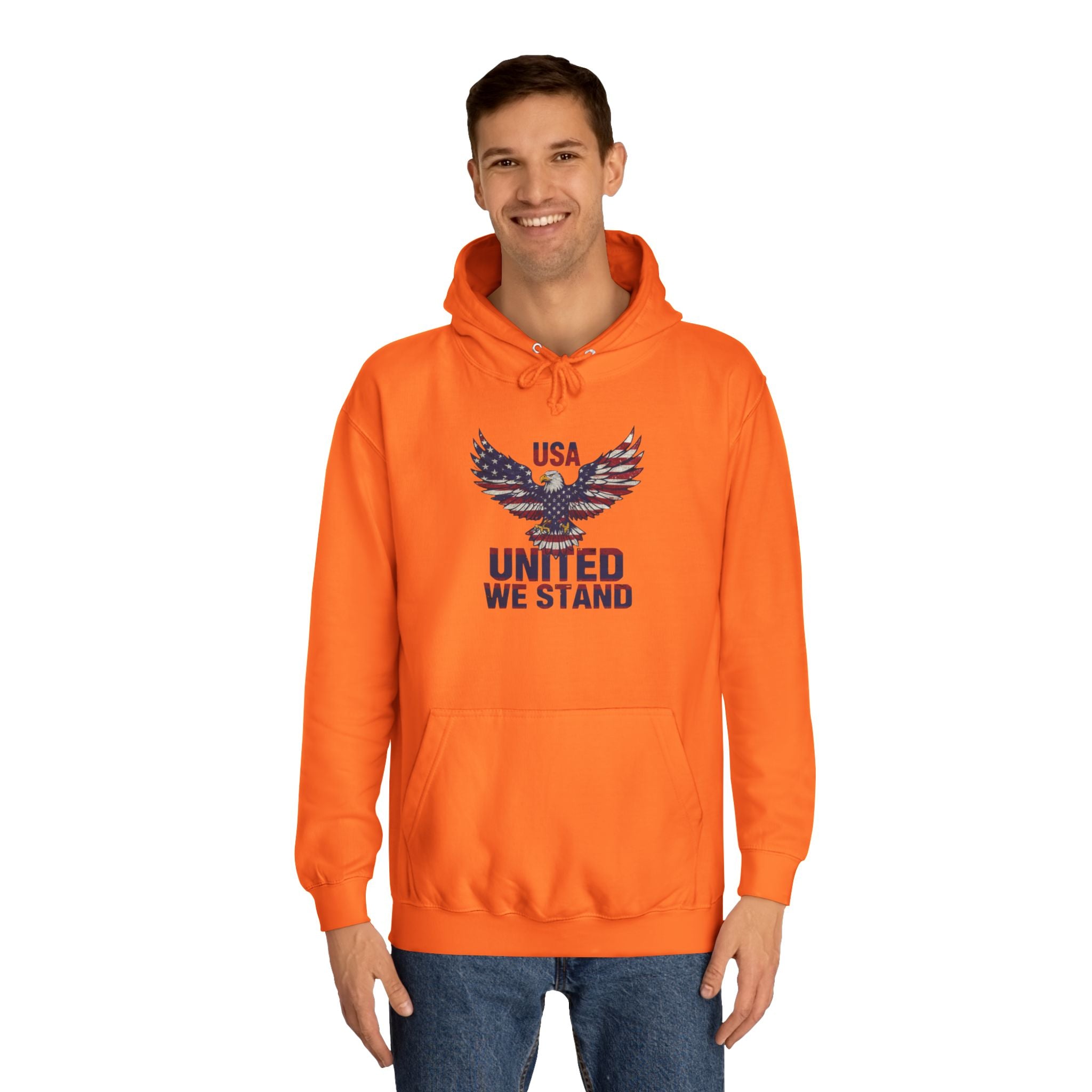 Patriotic Eagle Hoodie - USA "United We Stand" American Flag Graphic
