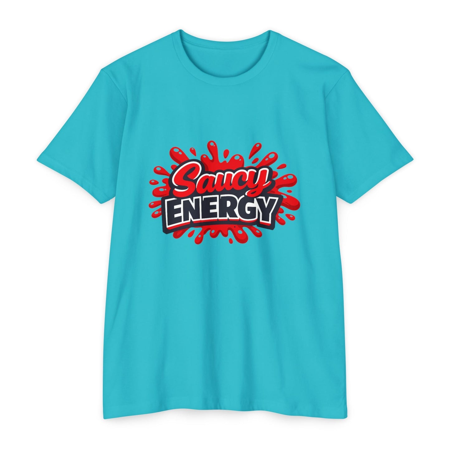 Saucy Energy T-Shirt — Bold Red Splash Graphic Tee Printify
