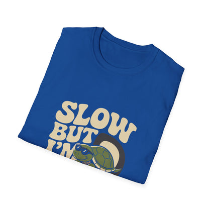 Slow But I'm Vibin Turtle T-Shirt — (Unisex) Cute Retro Vibe Graphic Tee