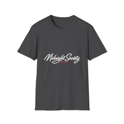 Midnight Society T-Shirt — Script Logo Tee for Nightlife & Streetwear Printify