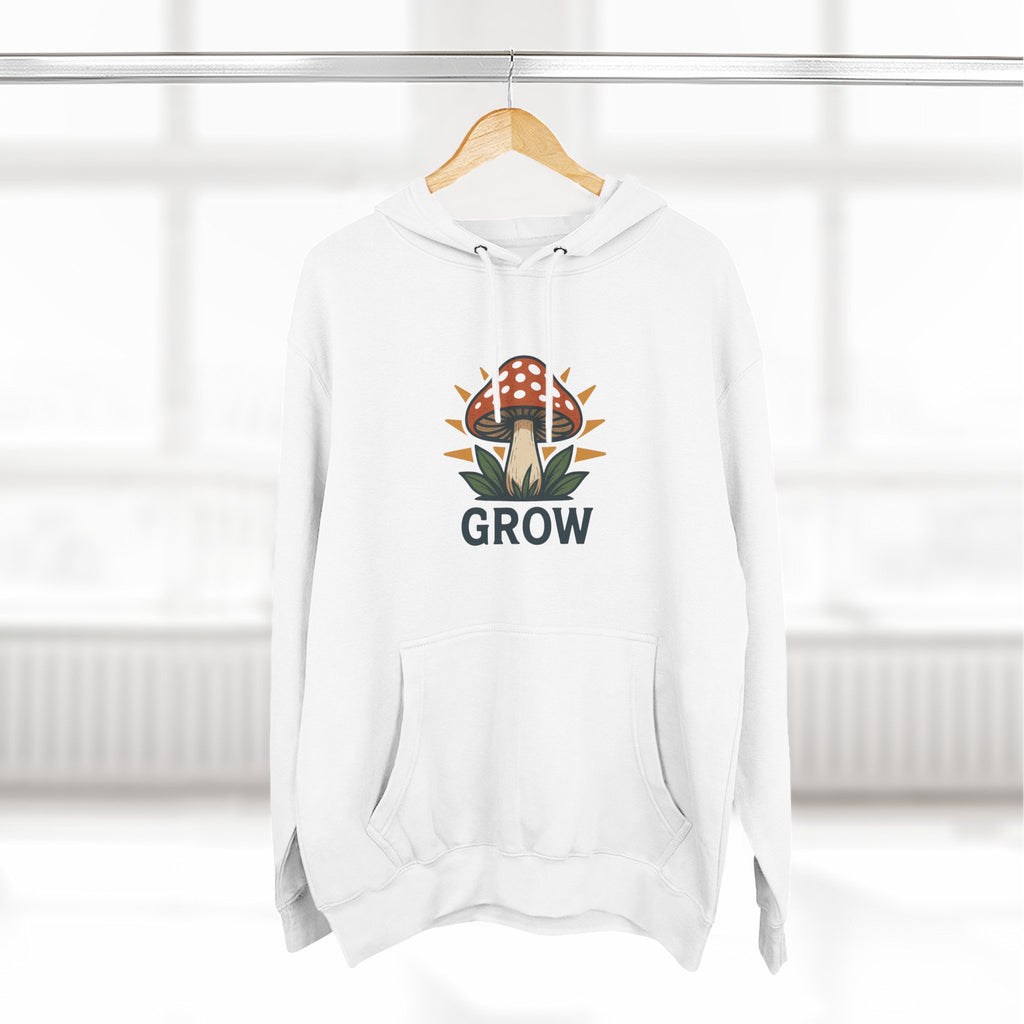 Grow Mushroom Hoodie — Botanical Graphic Fleece Pullover
