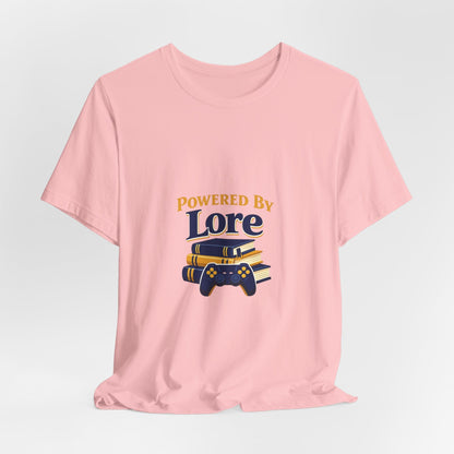 Powered by Lore T-Shirt — Gamer & Book Lover Tee Printify