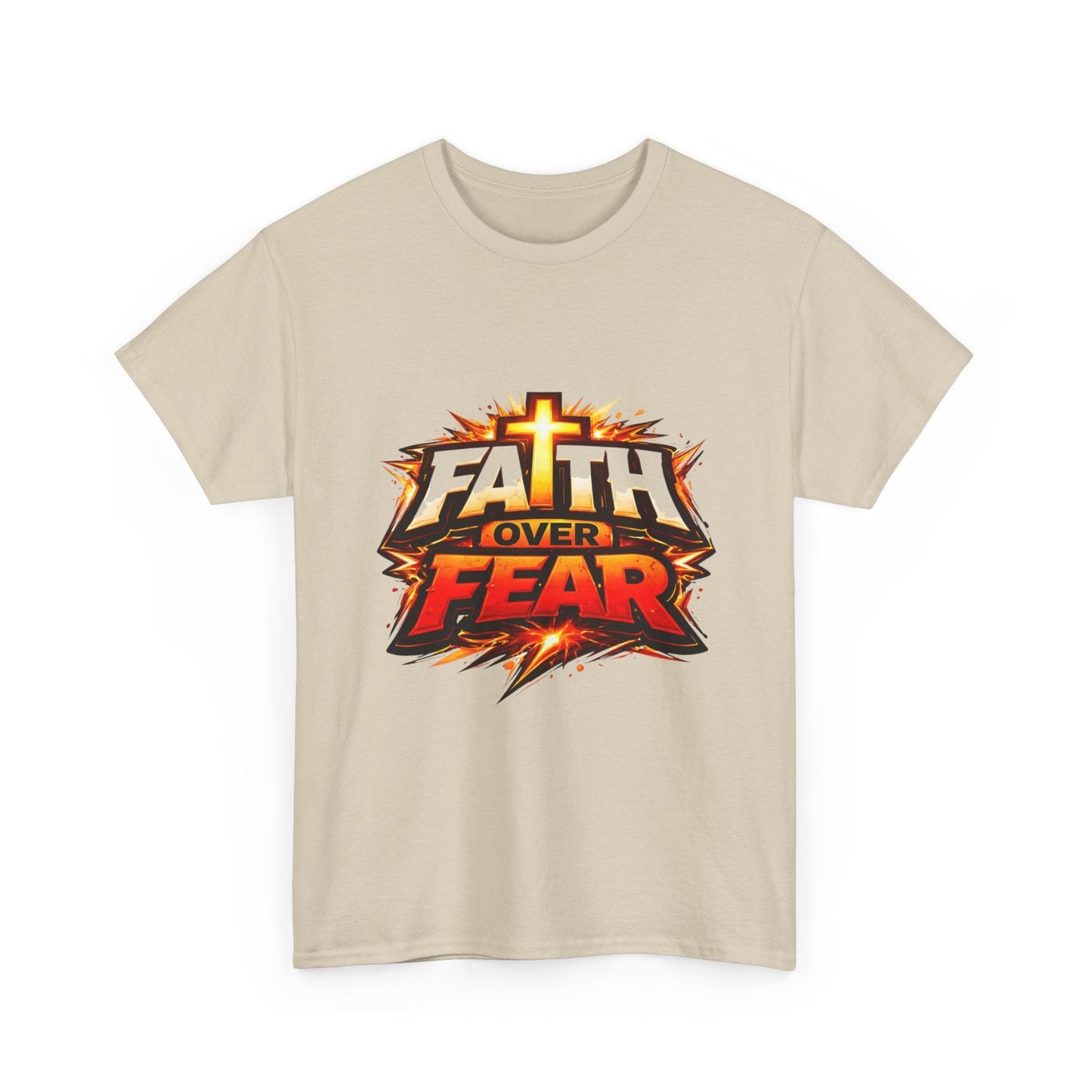 Faith Over Fear T-Shirt for Men – Christian Inspirational Tee with Cross Graphic Printify