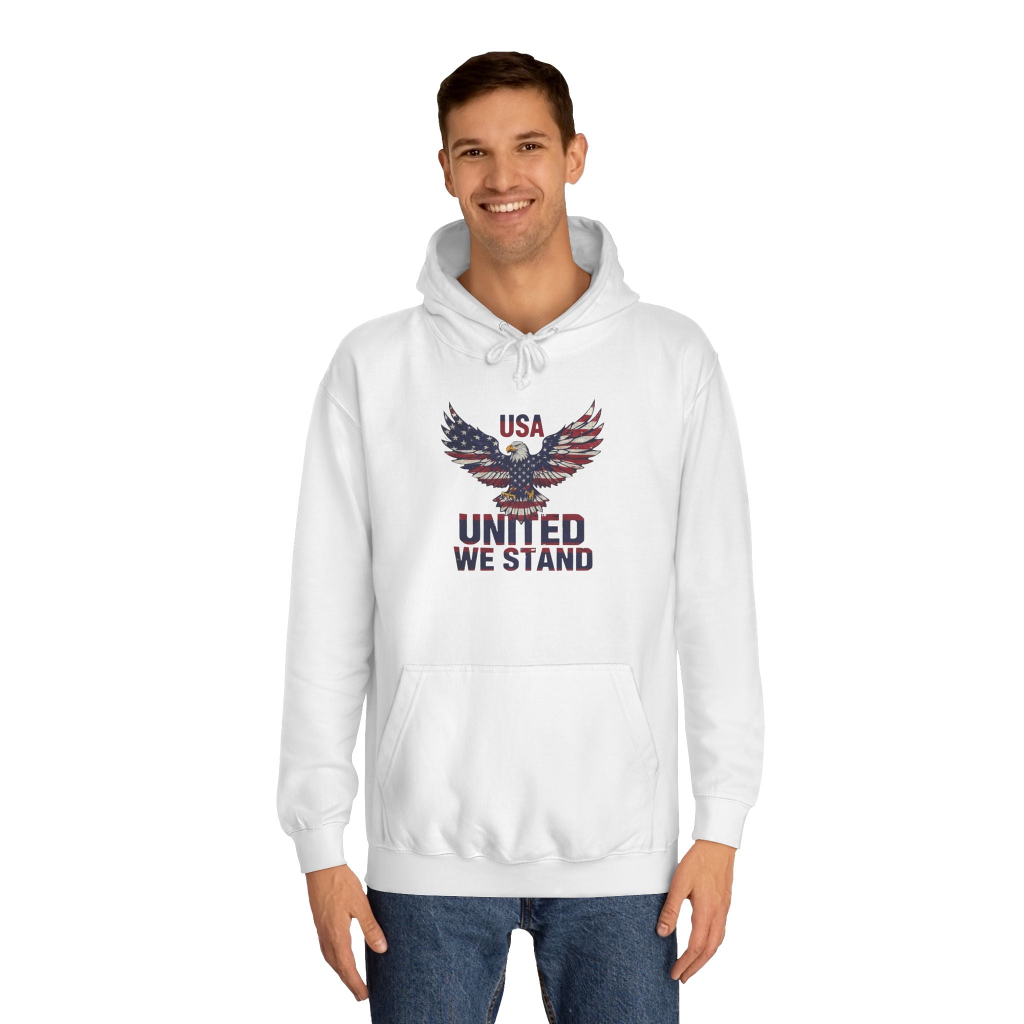 Patriotic Eagle Hoodie - USA "United We Stand" American Flag Graphic
