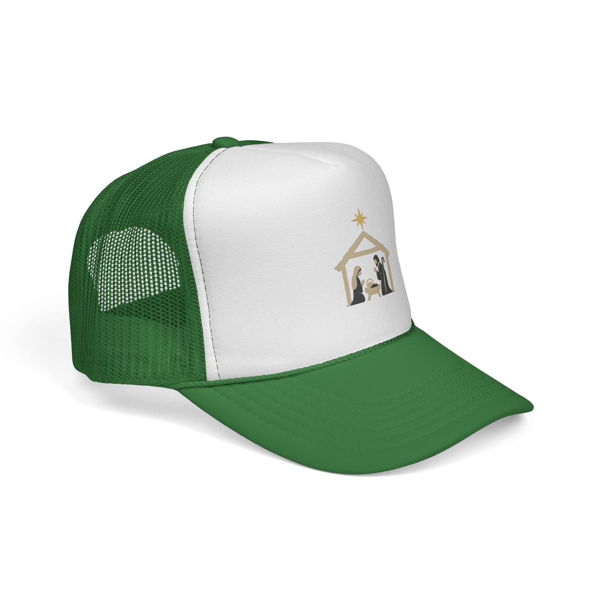 Nativity Trucker Cap — Christmas Manger Hat with Holy Family Design Printify