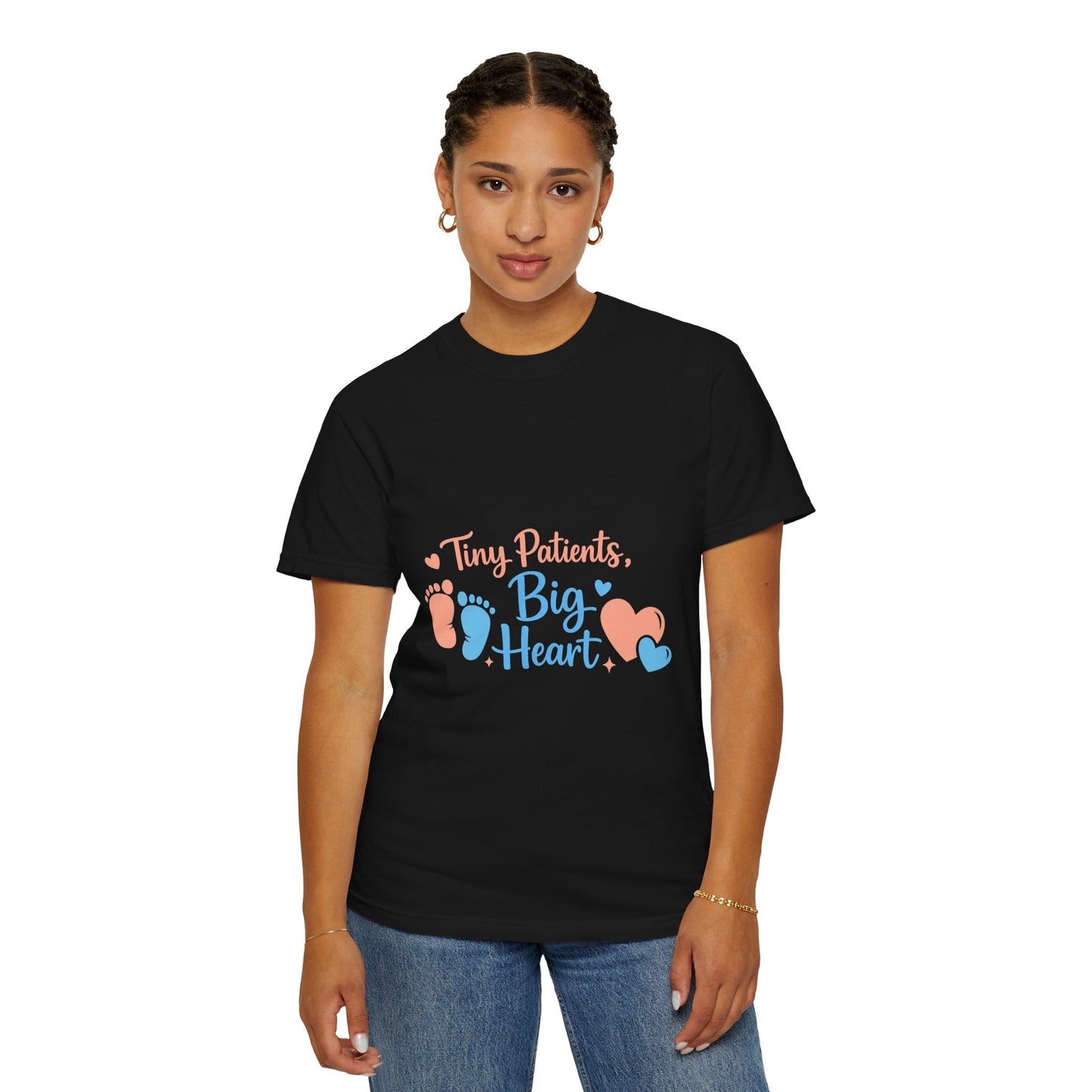 T-Shirt — "Tiny Patients, Big Heart" Baby Footprint Awareness Tee Printify