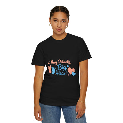 T-Shirt — "Tiny Patients, Big Heart" Baby Footprint Awareness Tee Printify