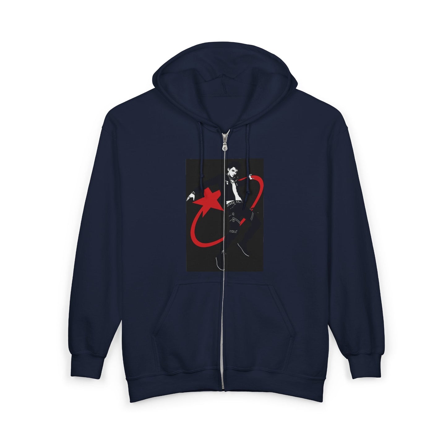 Star Skater Zip Hoodie — Retro Skateboarder Graphic Full-Zip Sweatshirt Printify