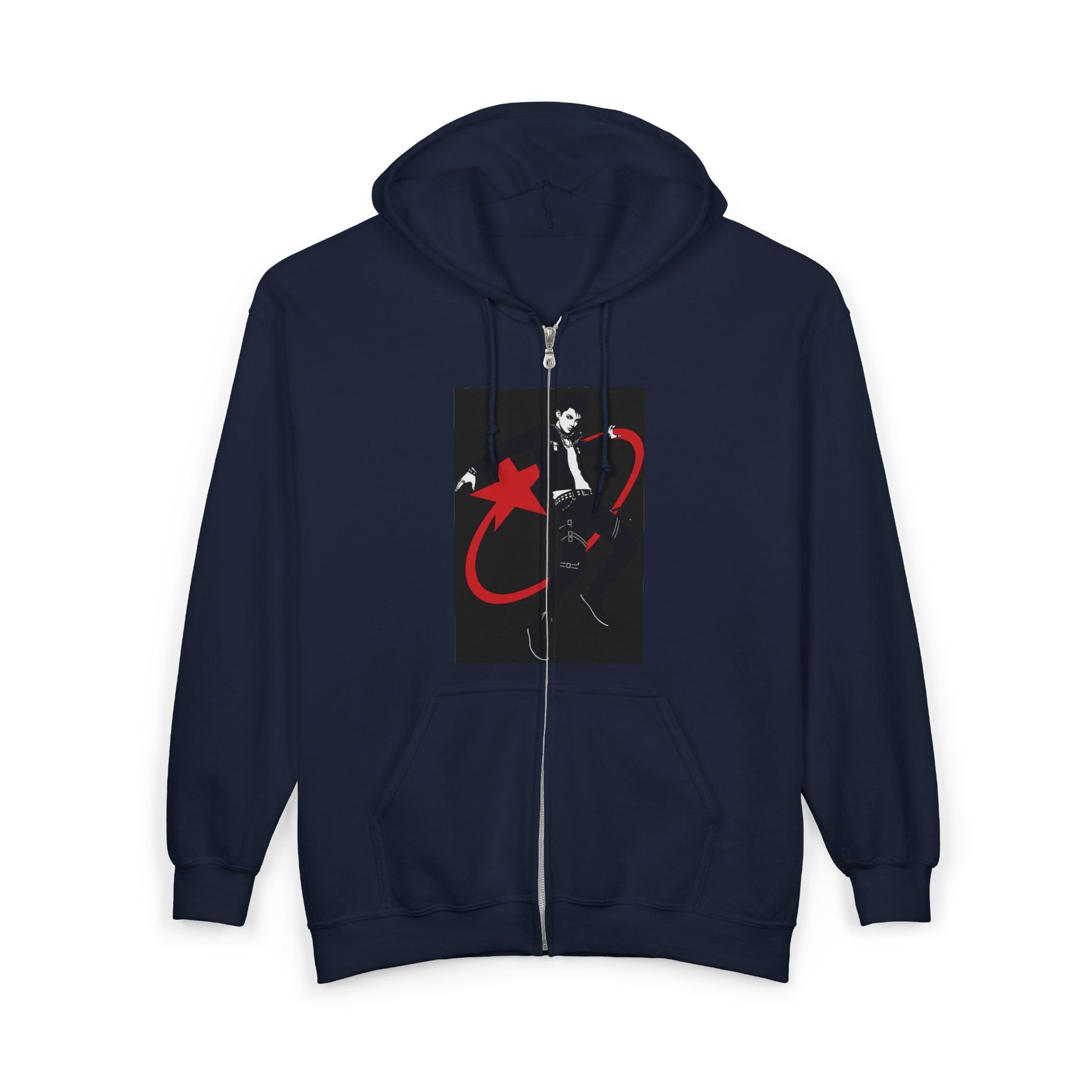 Star Skater Zip Hoodie — Retro Skateboarder Graphic Full-Zip Sweatshirt Printify