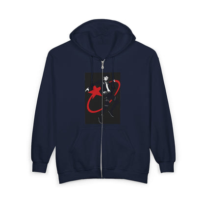 Star Skater Zip Hoodie — Retro Skateboarder Graphic Full-Zip Sweatshirt Printify