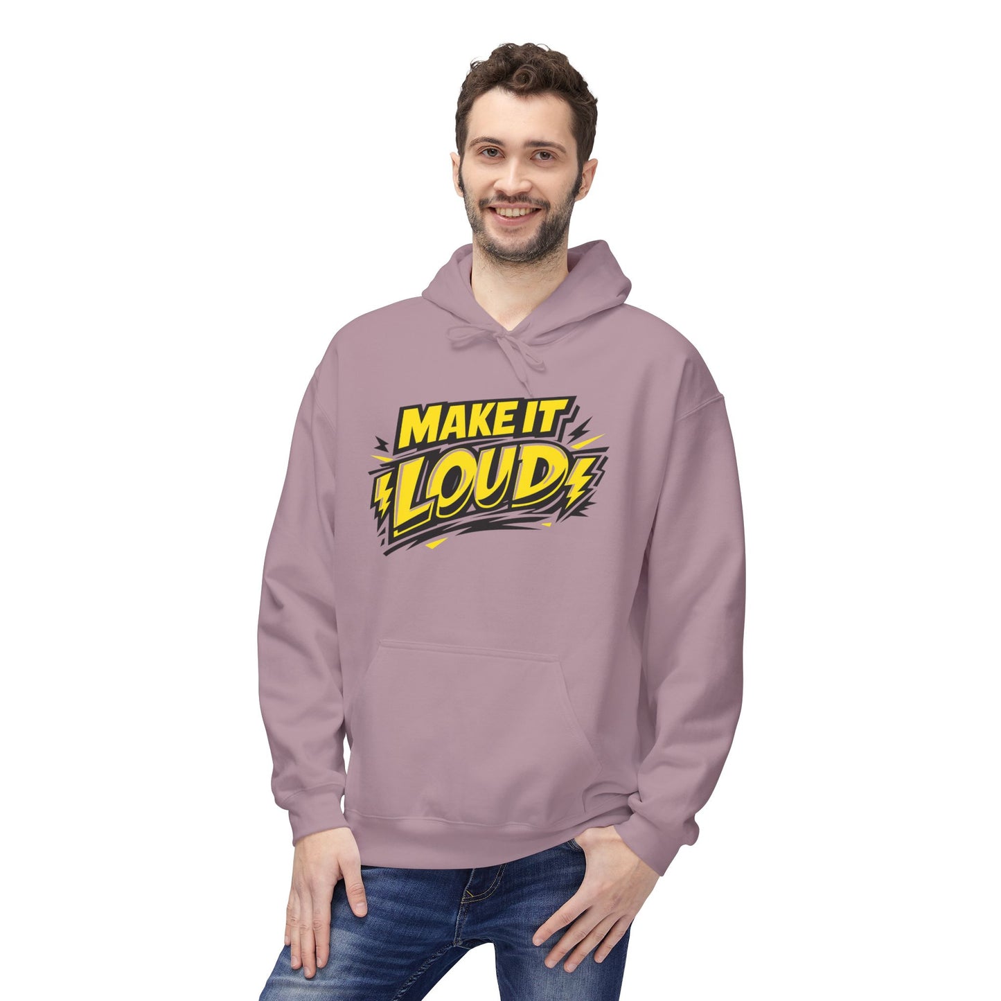 Make It Loud Hoodie — Bold Yellow Graphic Pullover