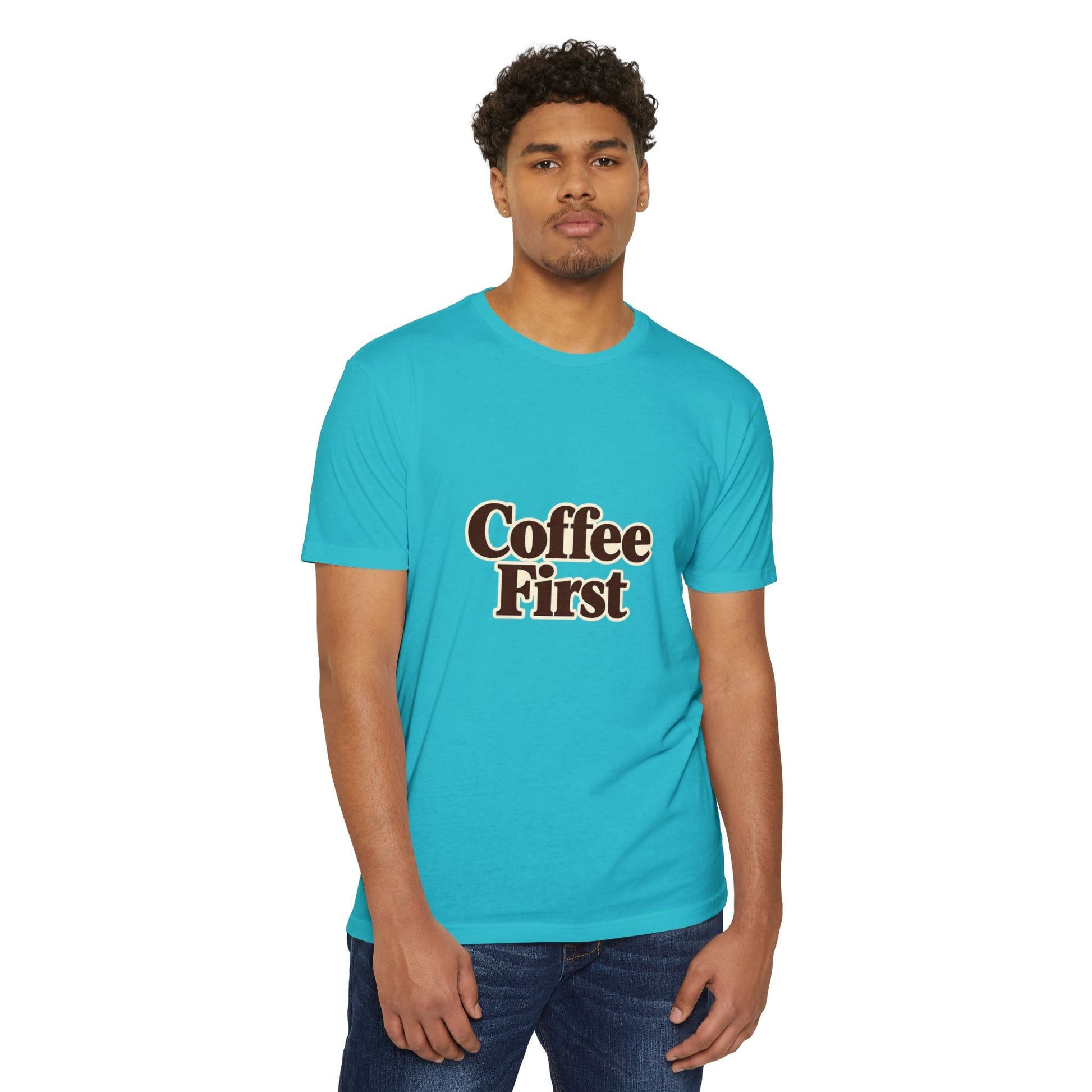 Coffee First T-Shirt — Retro Script Coffee Lover Tee Printify