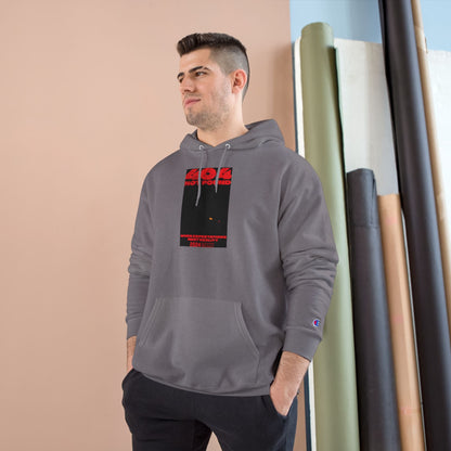 Champion Hoodie - Minimal Red Black Graphic Streetwear Hoodie Printify