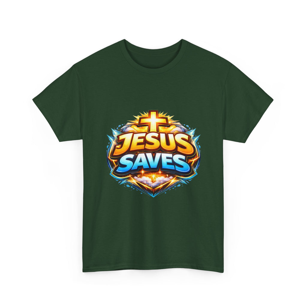 Jesus Saves T-Shirt — Bold Faith Graphic Tee for Christians, Church & Easter
