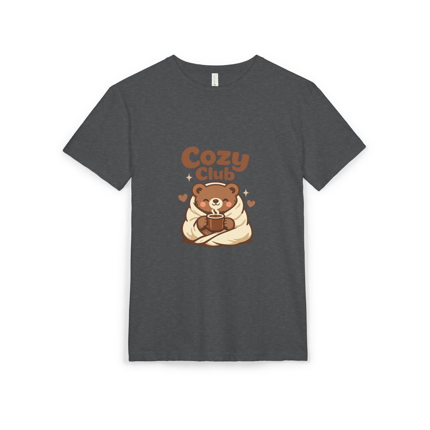 Cozy Club Bear T-Shirt — Cute Blanket & Hot Cocoa Graphic Tee Printify
