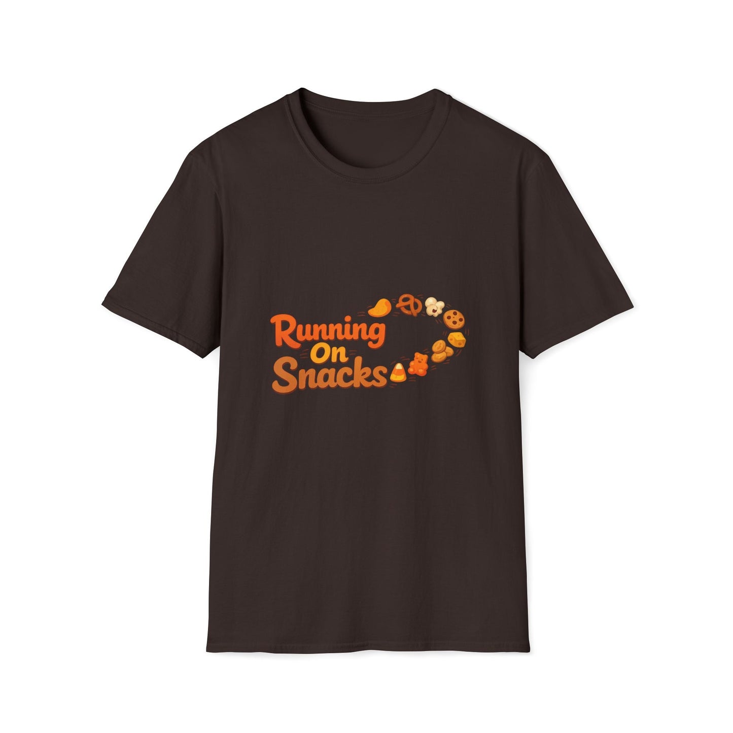 Running On Snacks T‑Shirt — Funny Runner Shirt with Snack Trail Graphic Printify