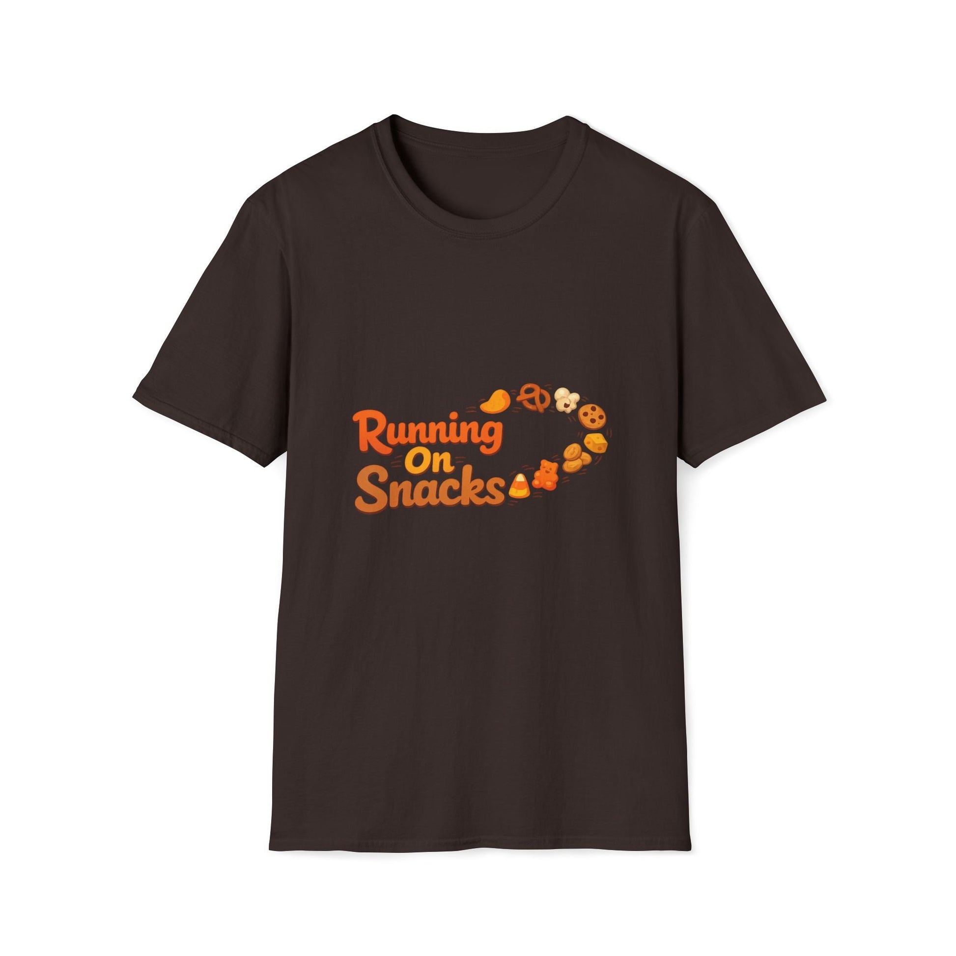 Running On Snacks T‑Shirt — Funny Runner Shirt with Snack Trail Graphic Printify