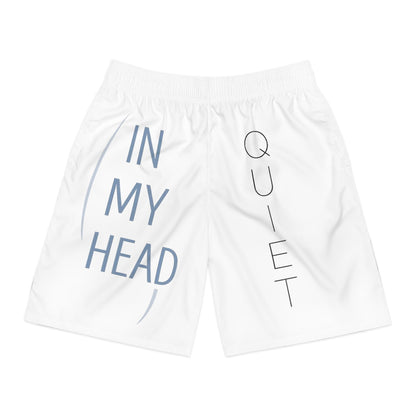 Quiet Jogger Shorts — “In My Head” Graphic Men's Athletic Shorts Printify